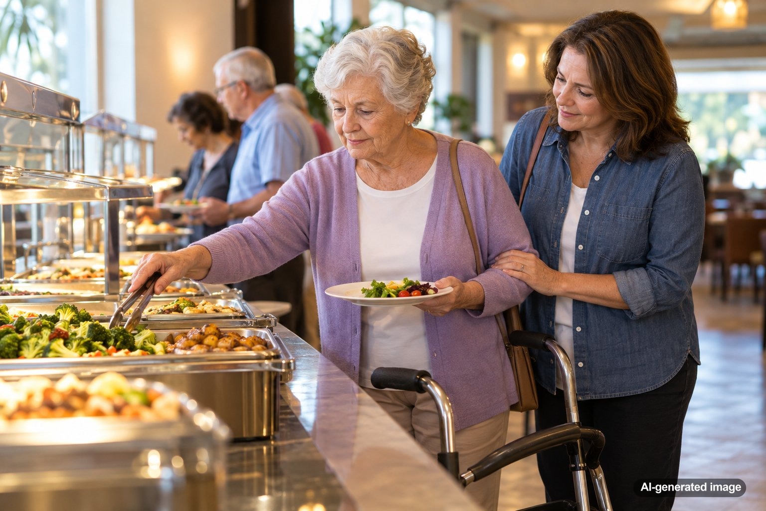 Why Buffet Lines Can Be Difficult for Older Adults With Mobility Changes